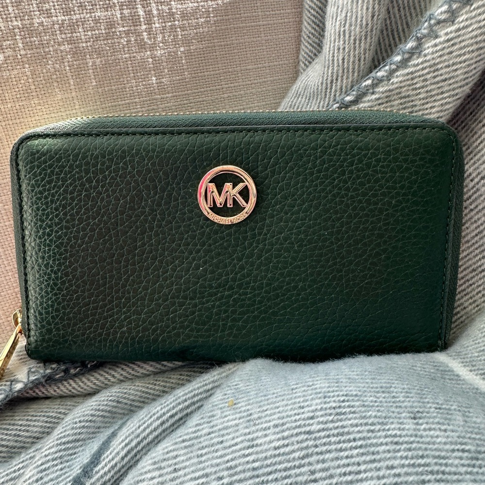Michael Kors Dark Green Leather Wallet